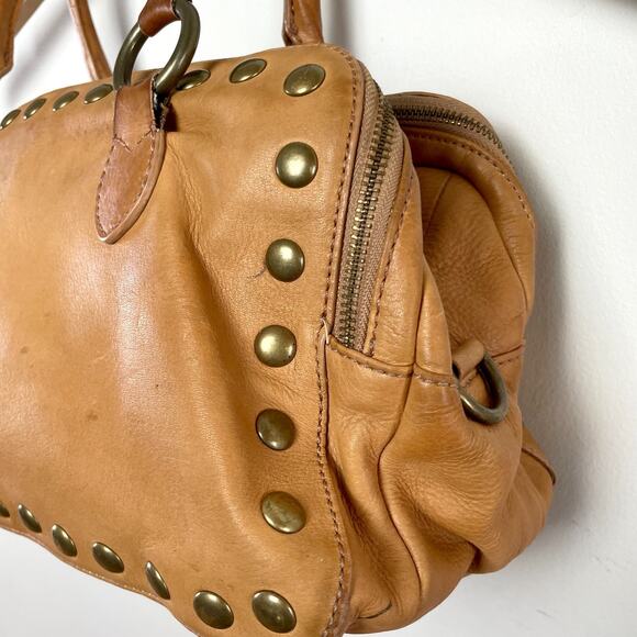 JCrew Leather Purse Brass Studs Shoulder Bag Y2K 2010s Indie Sleaze Double Zip - Picture 4 of 15